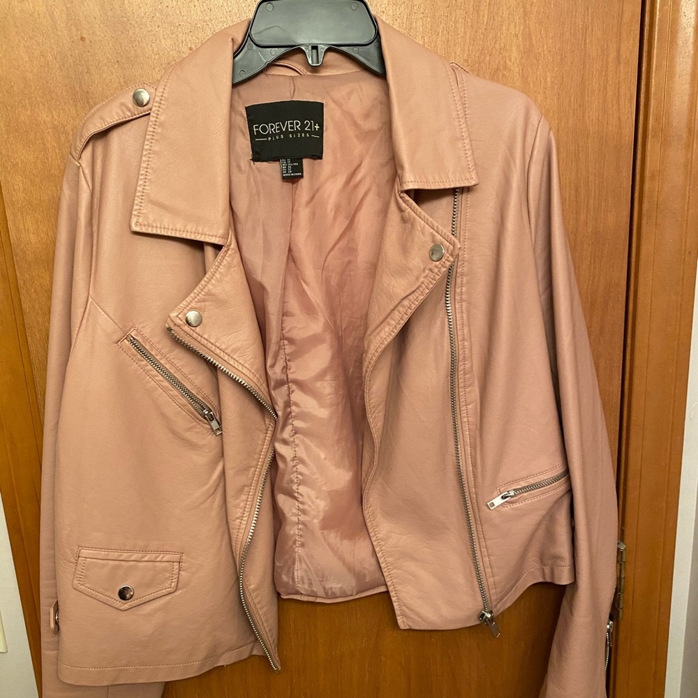 Blush Faux Leather Moto Jacket